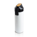 600ml termosflaska, bambudetaljer / Drinko, vit