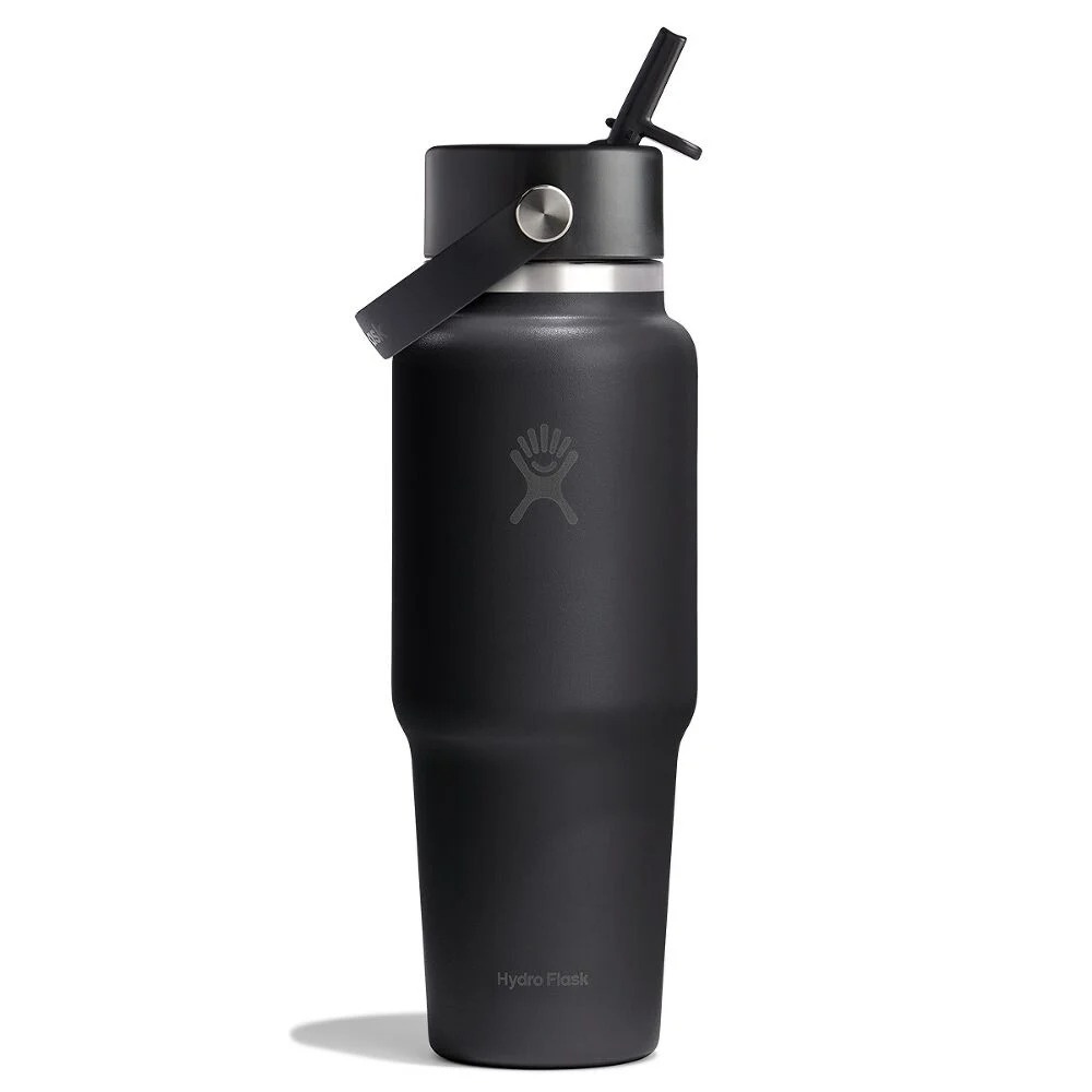 946 ml reseflaska med bred flexibilitet och sugrör, Trillium, svart, produktbild