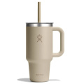 946 ml reseglas med genomskinligt lock, Capriblå, Havre