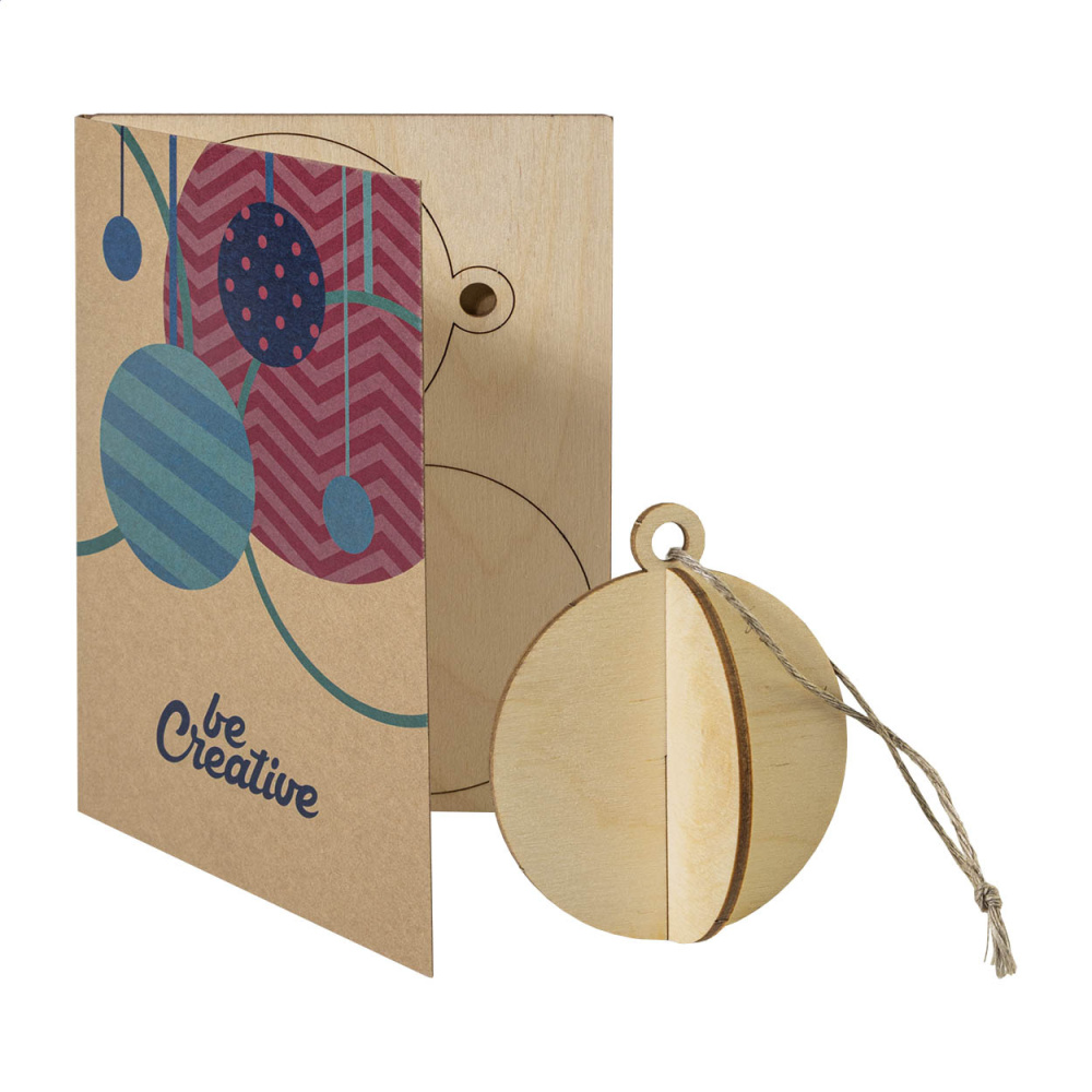 FestiCard Kraft – Julkort, boll, naturlig, produktbild