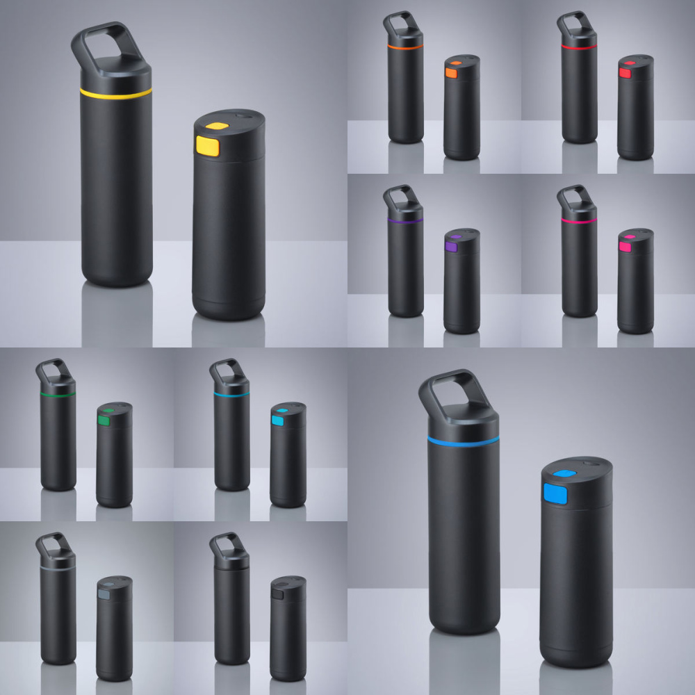 Expedition set: termosmugg 450 ml och vattenflaska i stål 650 ml, purpur, ytterligare vy 2