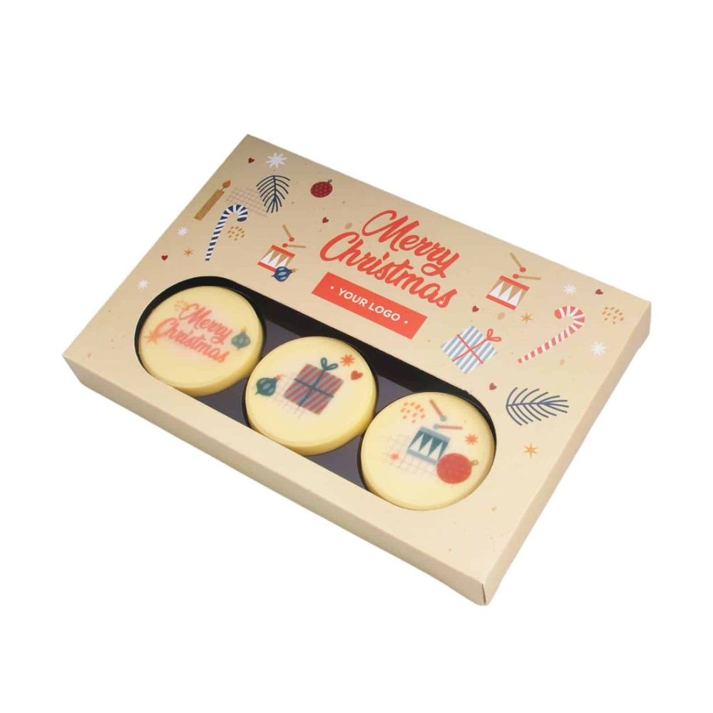 Set med chokladmedaljer med chokladcirkeltryck, 6 st, produktbild (1)