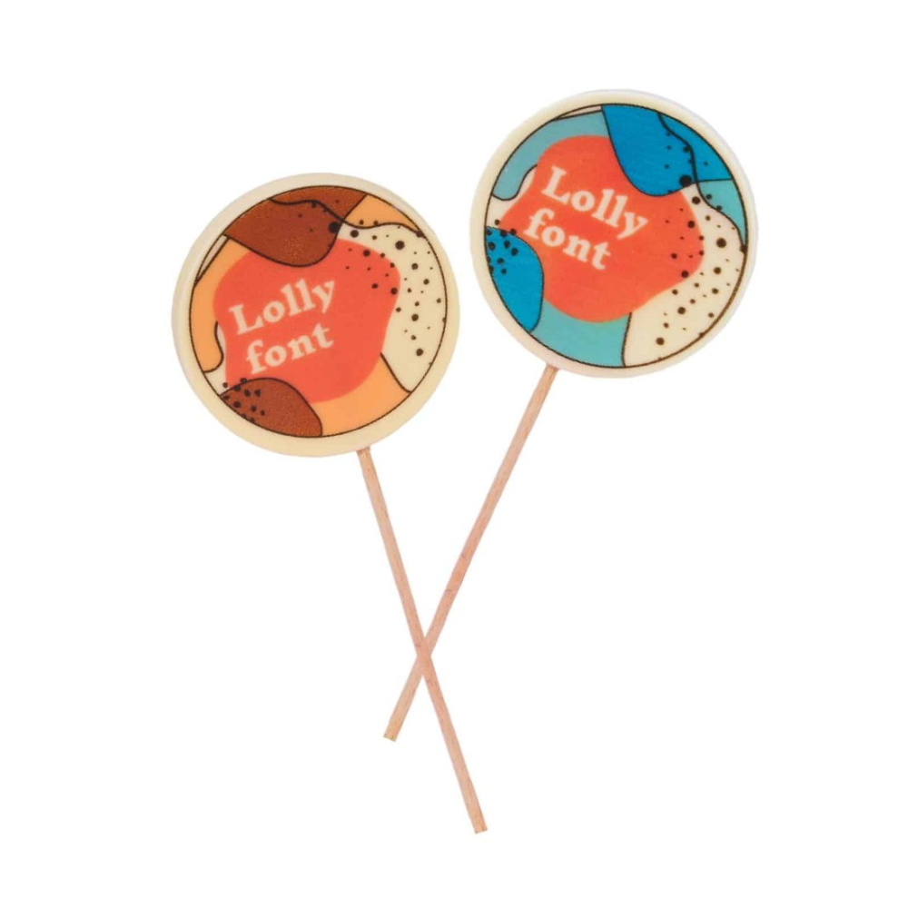 Chokladklubba med tryckt lollipop-typsnitt 40 g, produktbild (1)