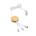 Feynman 5-i-1 Kabel Bambu och rPET. Bakgrundsbelyst logotyp, Vit