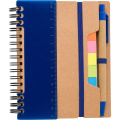 Memohållare, anteckningsbok, kulspetspenna, linjal, post-it-lappar, blå
