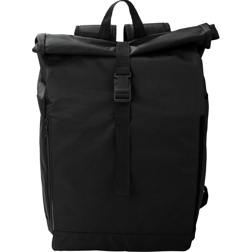 Rolltop RPET-ryggsäck, svart, produktbild