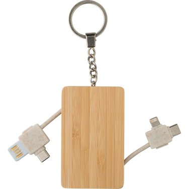 Laddkabel, bambu nyckelring, produktbild (2)