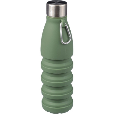 Hopfällbar sportflaska 550 ml med karbinhake, grön, produktbild (2)