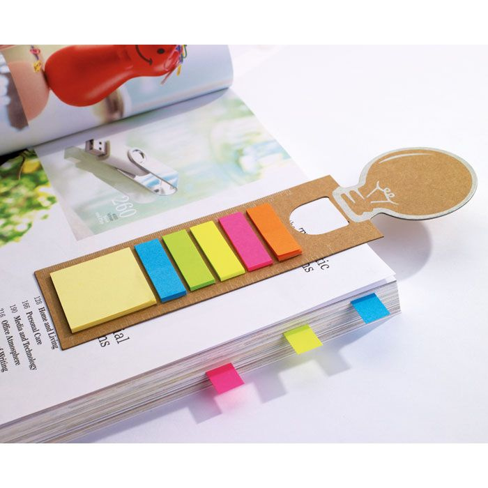 Bokmärke med memo stickers, Beige, produktbild (1)