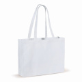 Återvunnen bomullspåse med bälg 140g/m² 49x14x37 cm, vit