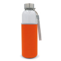 Vattenflaska i glas med sleeve 500 ml, transparent / Orange
