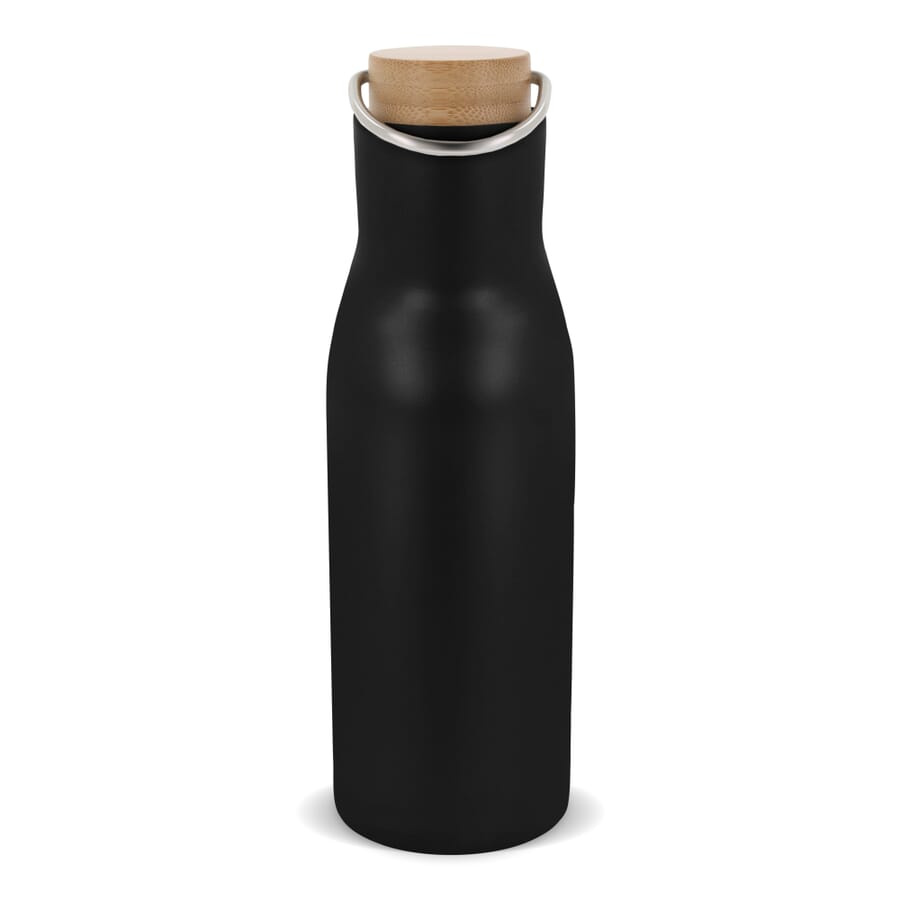 Termosflaska med bambulock. 500 ml, svart, produktbild (1)