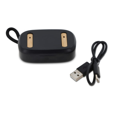 TWS Earbuds bamboo, svart, produktbild (4)
