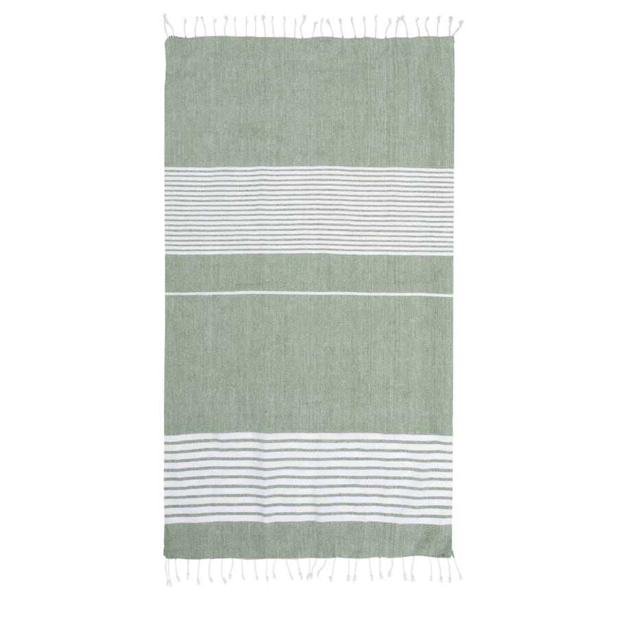 Sagaform Ella Hamam handduk ekologisk bomull 145x250 cm, grön, produktbild (1)