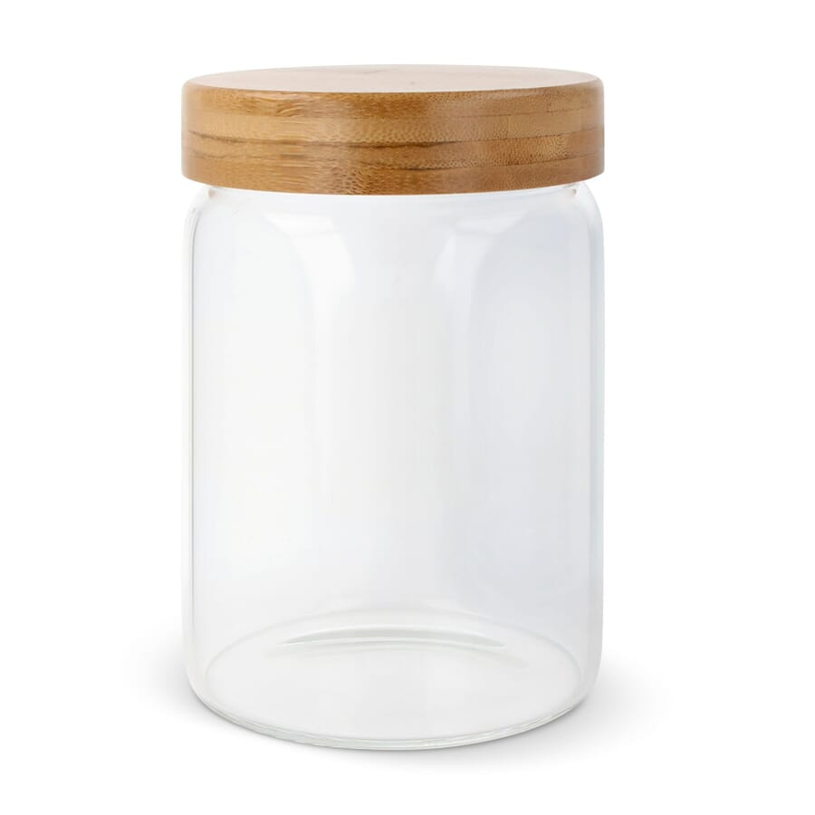 Behållare glas & bambu 900 ml, transparent, produktbild (1)