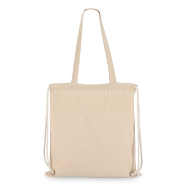 Bomullsväska med dragsko OEKO-TEX® 38 x 42 cm 140g/m², ecru, produktbild (3)