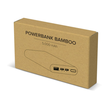 Powerbank Bamboo 5000 mAh, natur, produktbild (4)