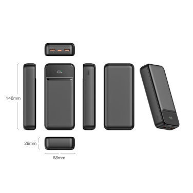 Nolu Powerbank med LED-display 20000 mAh, svart, produktbild (3)