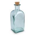 InSideOut Square återvunnen glasflaska ReuuZ med korklock 1L, transparent
