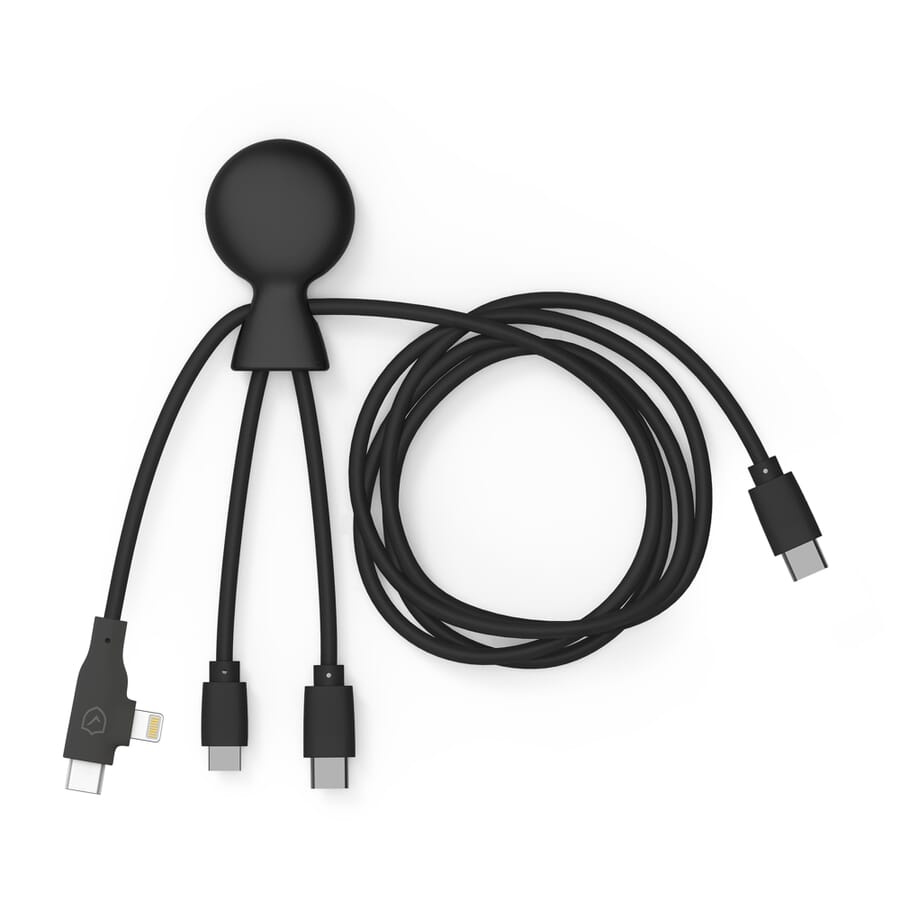 Xoopar Mr. Bio Long Multi Cable USB-C 1 meter, svart, produktbild (1)