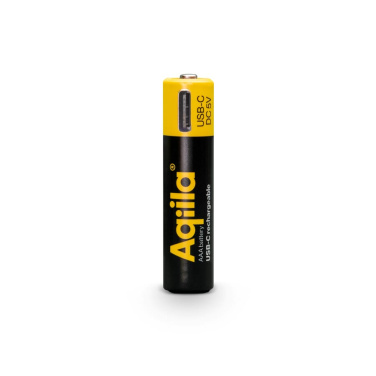 Aqiila uppladdningsbara USB-C-batterier AAA 600 mAh, 4-pack, svart, produktbild (4)