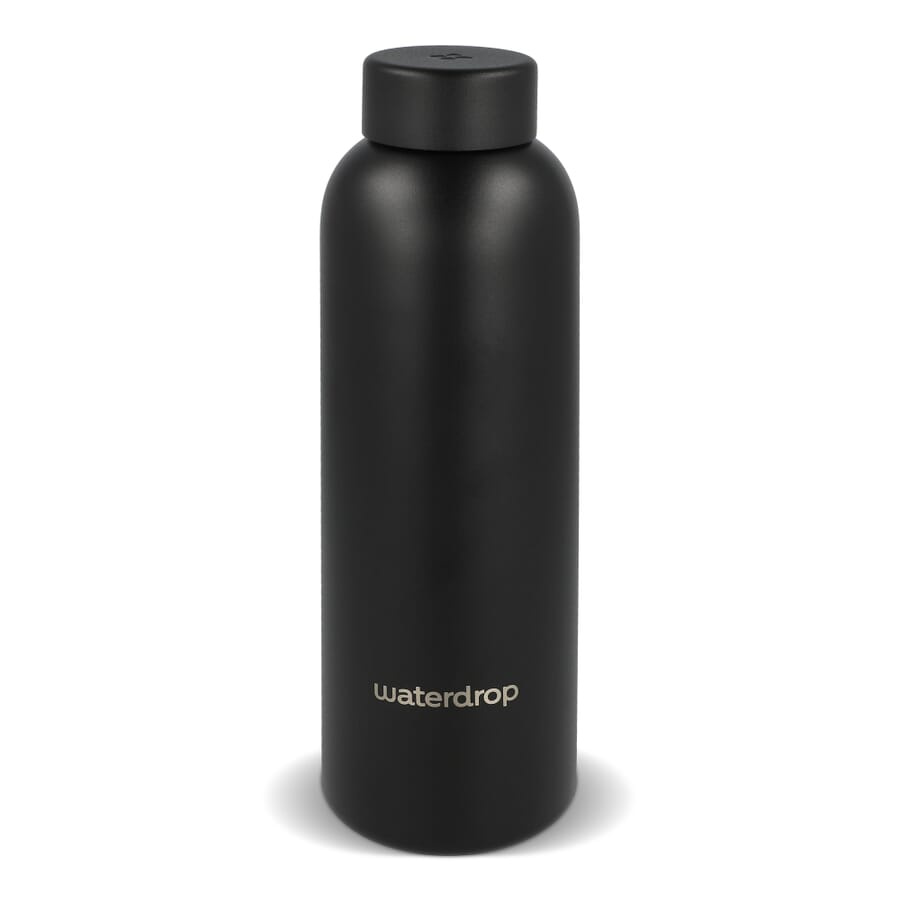Waterdrop flaska i rostfritt stål med stållock 600 ml, svart, produktbild (1)