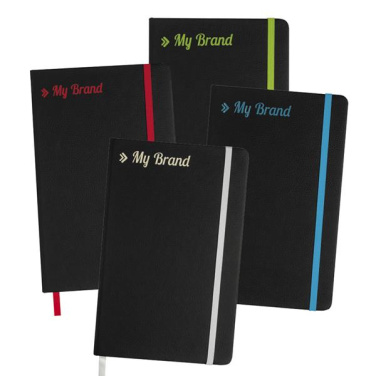 A5 anteckningsbok i kartong med hård pärm, med ficka / Stylebook, röd, produktbild (2)