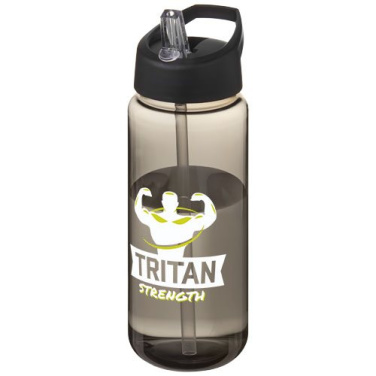 H2O Active® Octave Tritan™ 600 ml sportflaska med piplock, Koksgrå / svart, produktbild, Träkol / Solid svart (3)