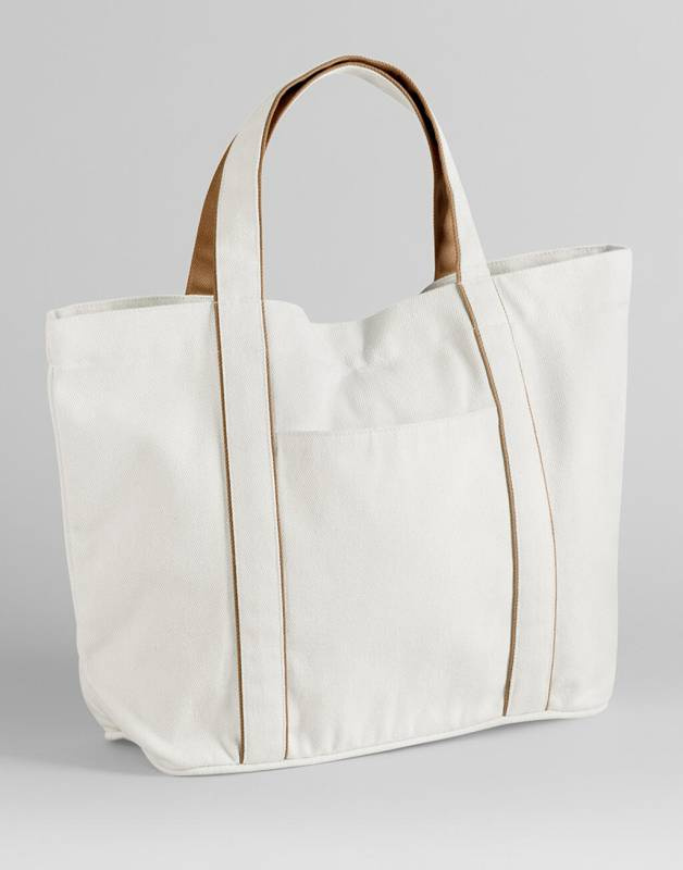 Courtside Medium Tote-väska, Mjukt vitt/karamellfärgat - Westford Mill (1)