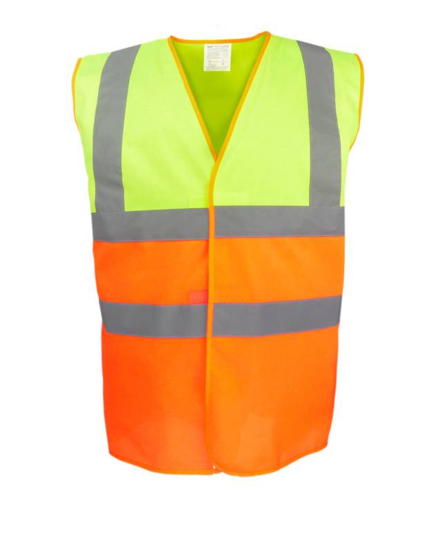 Varselväst i två färger, fluorescerande gul/fluorescerande orange - Yoko (1)