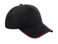 Autentisk 5-panels keps - Piped Peak, Svart/Klassisk röd