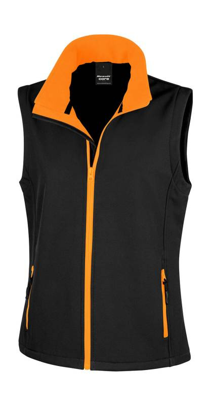 Utskrivbar softshell-bodyvärmare för kvinnor, svart/orange – Result Core (1)