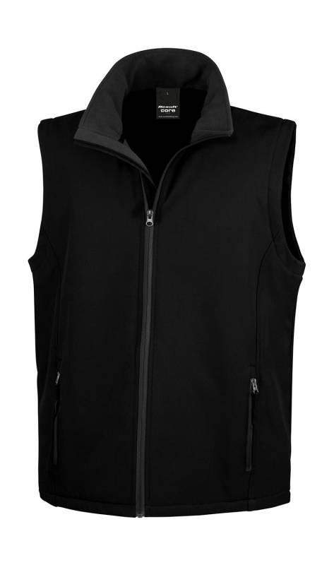 Utskrivbar Softshell Bodywarmer för män, svart/svart – Result Core (1)