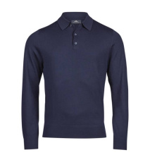 Stickad polo, marinblå