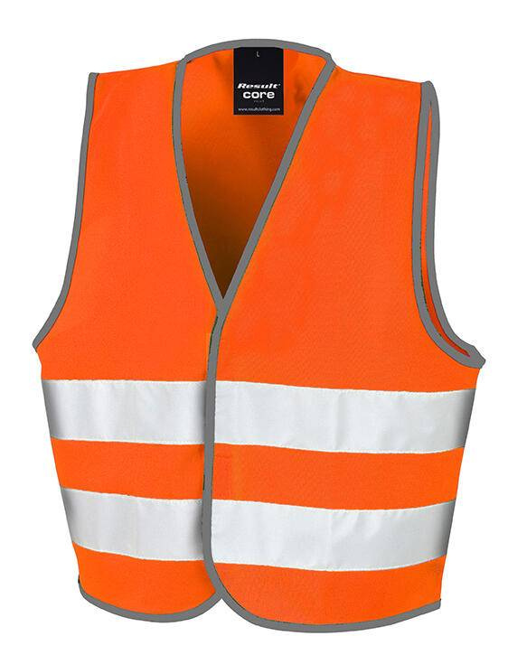 Junior Hi-Vis säkerhetsväst, Fluorescerande orange – Result Recycled (1)