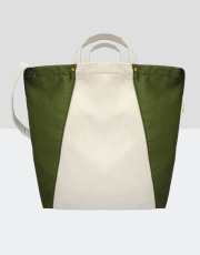 Kiyomi Satin + Velvet Tote Bag, Naturlig/Olivgrön