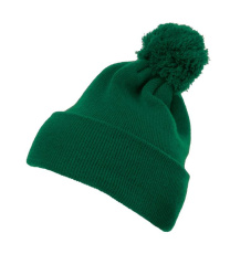 Stickad mössa med pompom och mudd, Gran