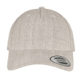 5-panels premium böjd visirkeps med snapback, gråmelerad, Heather Grey