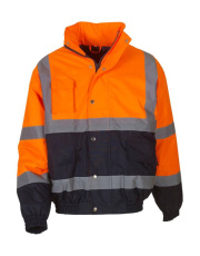 Fluorescerande tvåfärgad bomberjacka, fluorescerande orange/marinblå