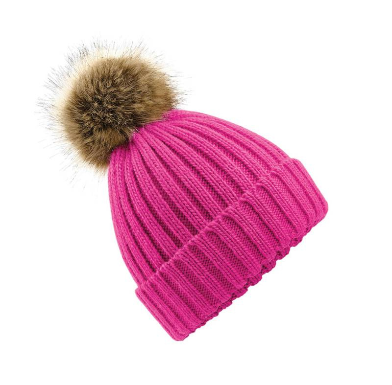 Päls Pop Pom Chunky Mössa, fuchsia – Beechfield (1)