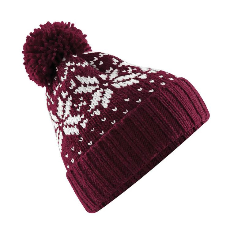 Fair Isle Snowstar®-mössa, vinröd/vit – Beechfield (1)