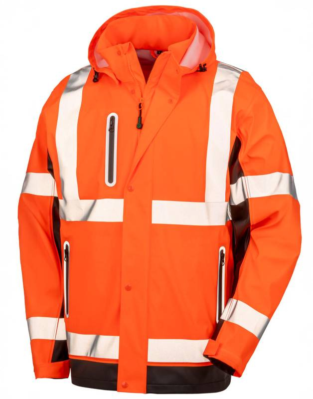 Kraftig Prism PU-säker/torr jacka, Fluorescerande orange/svart – Result Recycled (1)