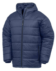 Återvunnen parkas med huva och vadderad passform, marinblå