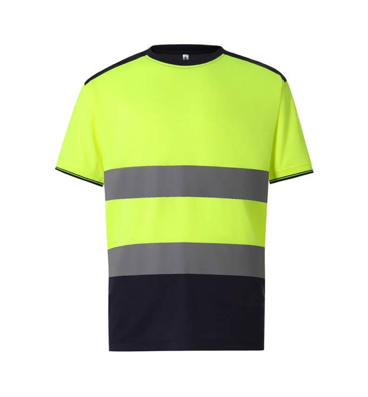 Varsel T-shirts i två färger, fluorescerande gul/marinblå – Yoko (1)