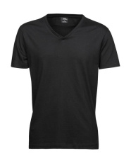 Herrmode med V-ringning, mjuk t-shirt, svart