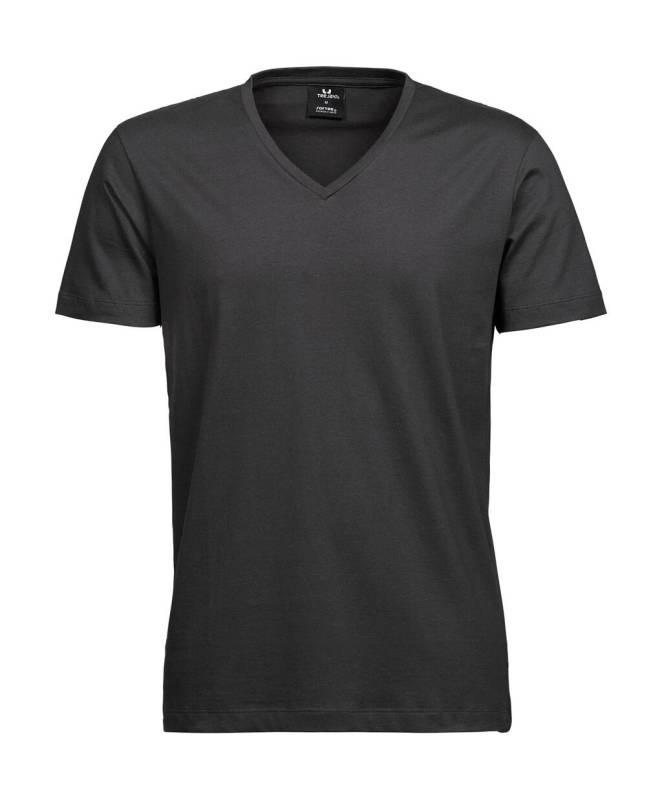Herrmode med V-ringning, mjuk t-shirt, mörkgrå – Tee Jays (1)