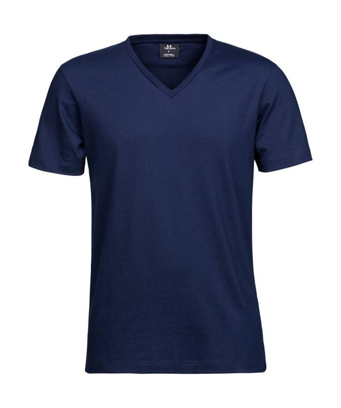 Herrmode med V-ringning, mjuk t-shirt, marinblå – Tee Jays (1)