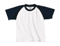 Baseboll-/barn-T-shirt, vit/marinblå