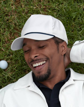 Golfkeps med repdetalj, vit/marinblå – Beechfield (3)