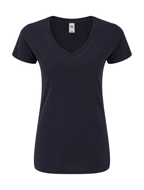 Ikonisk 150-tals V-ringad T-shirt för damer, djup marinblå – Fruit of the Loom (1)